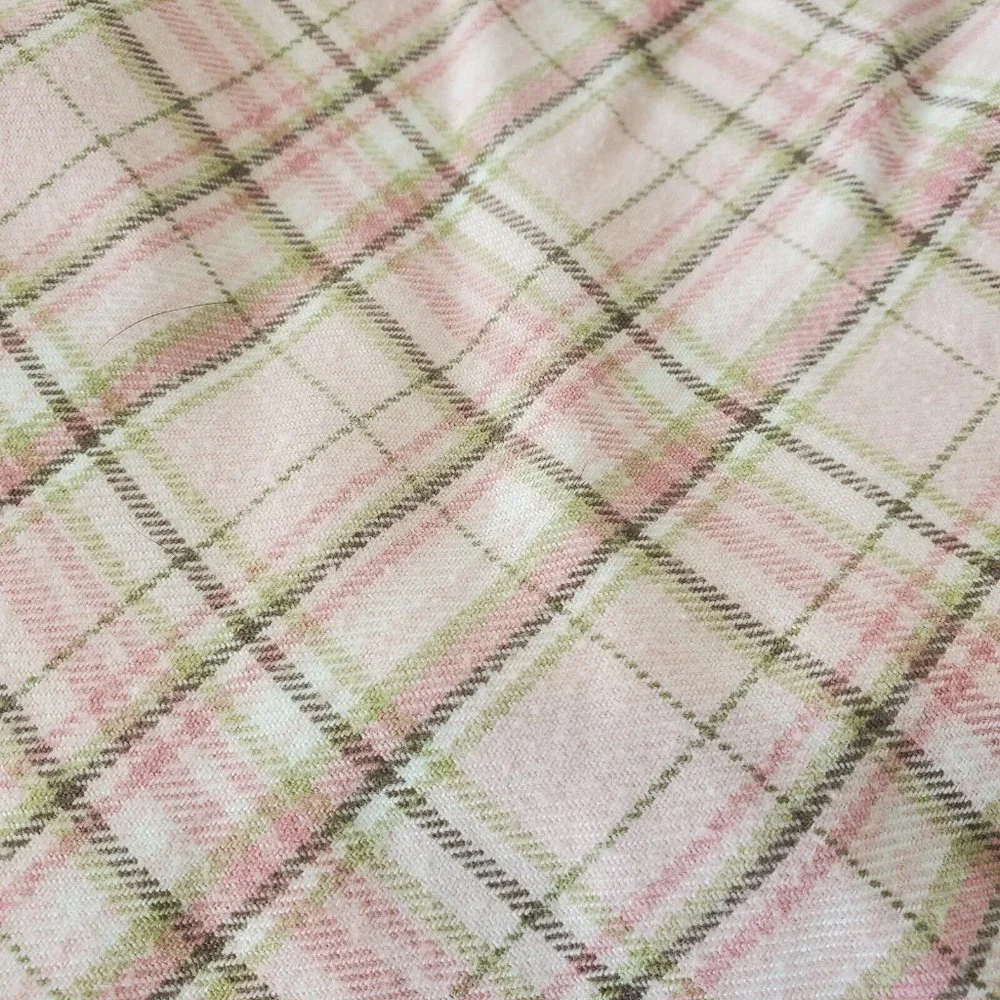 Janie And Jack Baby Girl Light Pink Plaid Flannel Dress Green Sz 12 To 18 Months